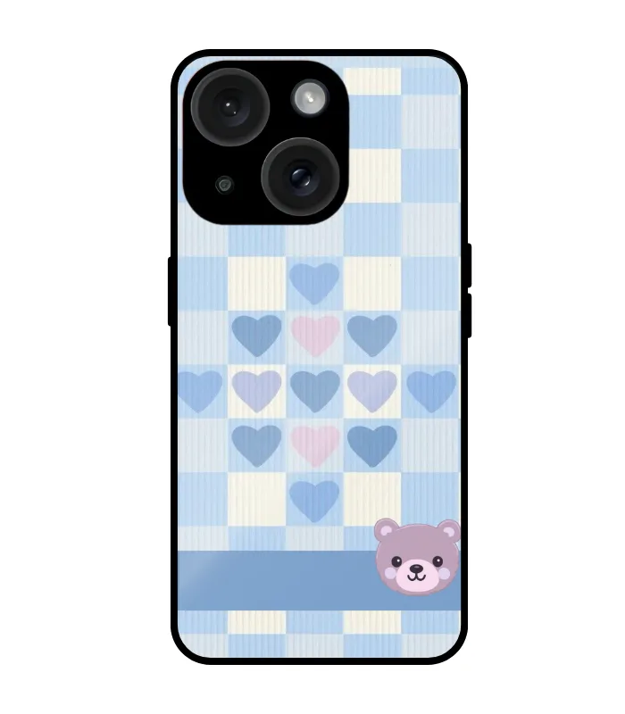 sky blue checks Design for iphone 15 cute_0019 Many Hearts Mobile Cover For iPhone 15 - Image 1