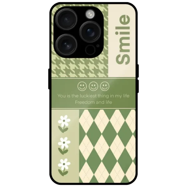 Green Aesthetic Patch Design Mobile Cover for iPhone 15 Pro