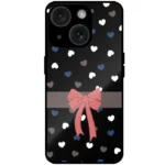 Peach ribbon black mobile cover for iphone 15