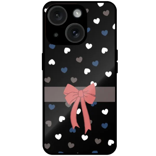 Peach ribbon black mobile cover for iphone 15