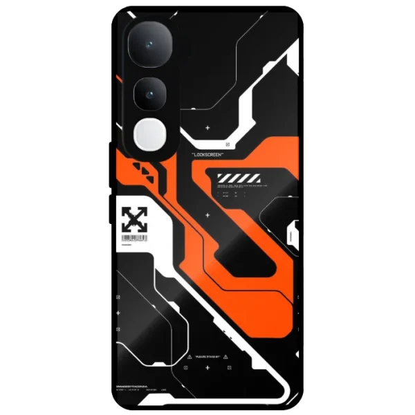 Black Orange Cyber Circuit Cover for Vivo Y400 5G