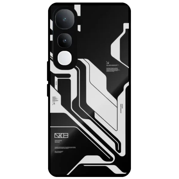 Black White Cyber Minimal Cover for Vivo Y400 5G