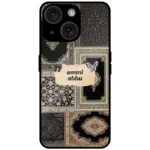 Mobile cover with ammi abbu text and Persian carpet pattern design for iPhone 14 Plus