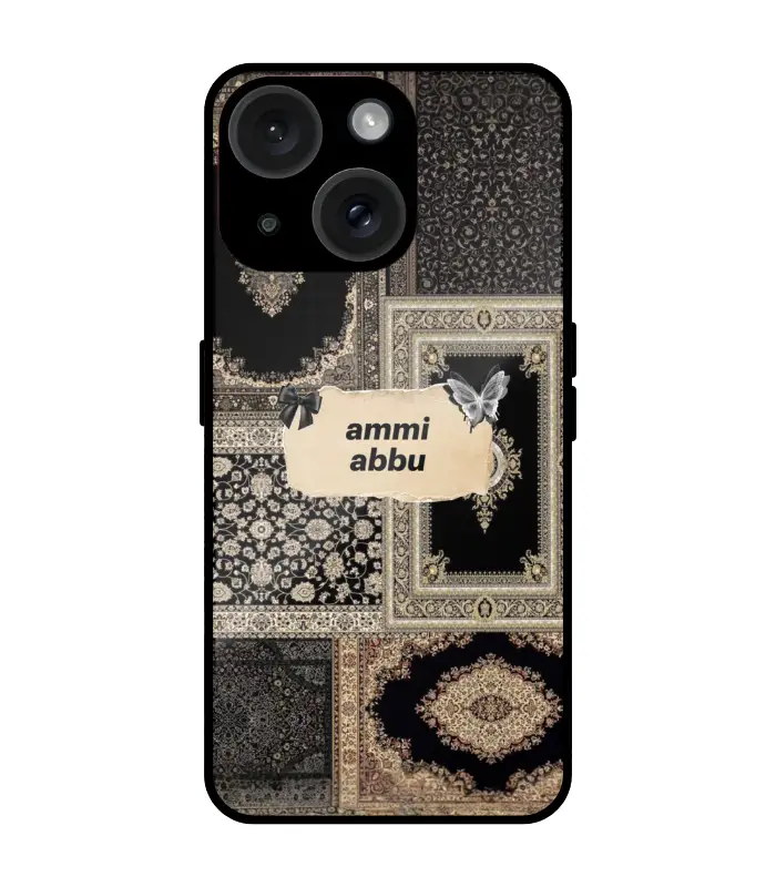 ammi abbu Pashmina for iphone 14 plus Pattern_0020 Mobile cover with ammi abbu text and Persian carpet pattern design for iPhone 14 Plus