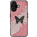 Black Butterfly Floral Design Mobile Cover for iPhone 16 Plus