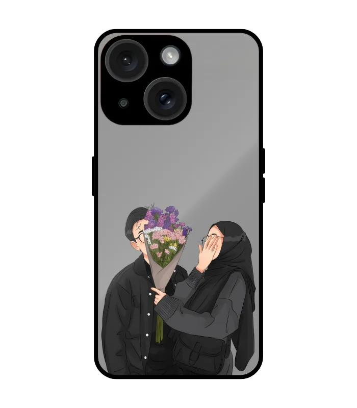 couple premium Muslim iphone 15 plus casecute_0059 Minimal Couple Love Aesthetic Mobile Cover for iPhone 15 Plus - Image 1