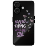 Cream mobile cover with black polka dots and heart design for iPhone 16 Plus