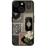 Black Persian Carpet Floral Mobile Cover for iPhone 15 Plus