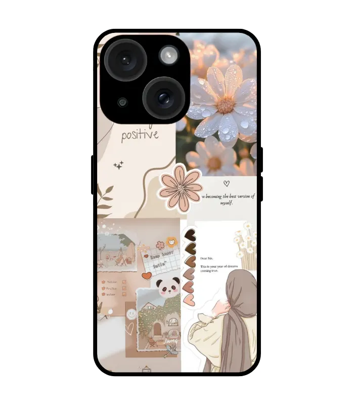 perfect ladies iPhone 15 plus cover Pattern_0018 Beige Aesthetic Collage Mobile Cover for iPhone 15 Plus - Image 1