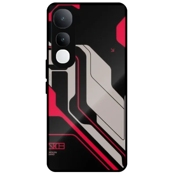 Black Red Cyber Tech Cover for Vivo Y400 5G